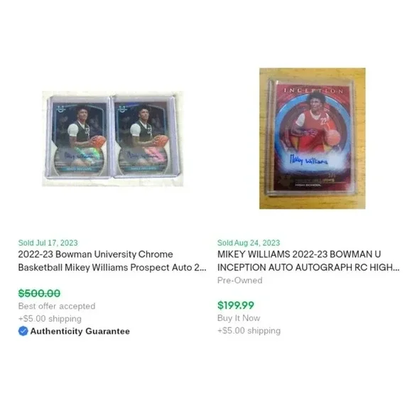 Mikey Williams - RC - Gold - 20 card Invest Lot incl. (2) Autos + (2) #/6275